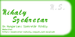 mihaly szekretar business card